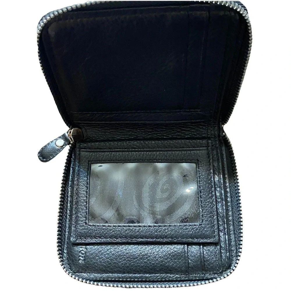 Brighton Bifold Wallet  Multi Packets Black Leather Inside ID Card Holder